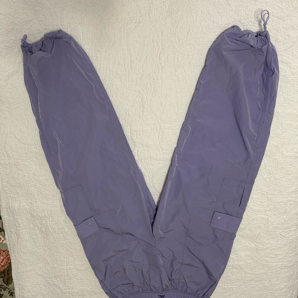 PINK Victoria's Secret Purple Track Pants with Tapered Leg Design